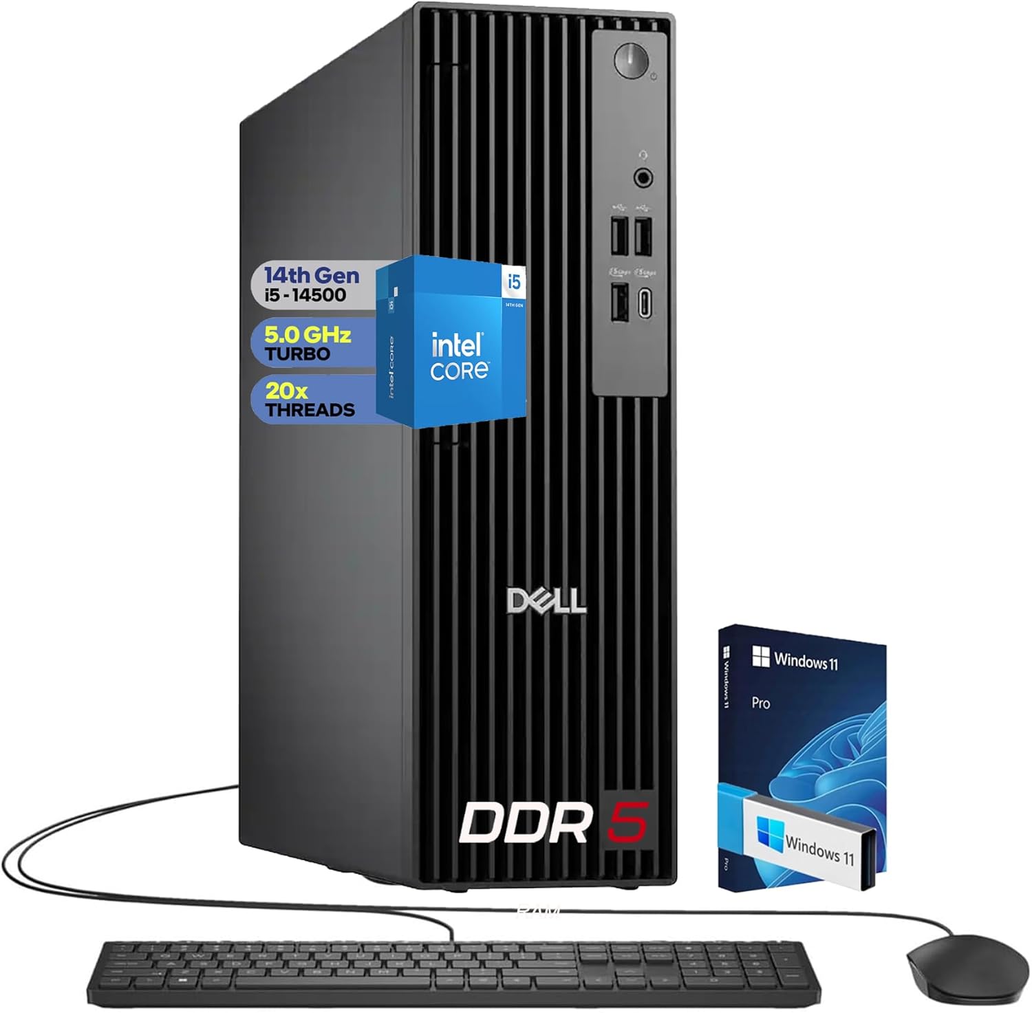 Dell Optiplex SFF Business Desktop, Intel Intel Core i5-14500 (Beat i7-13700), 16GB DDR5 RAM, 512GB PCIe SSD, Ultra-Quiet Design, Dual 4K Monitor Support(HDMI & DP), Wi-Fi, KB & Mouse, Windows 11