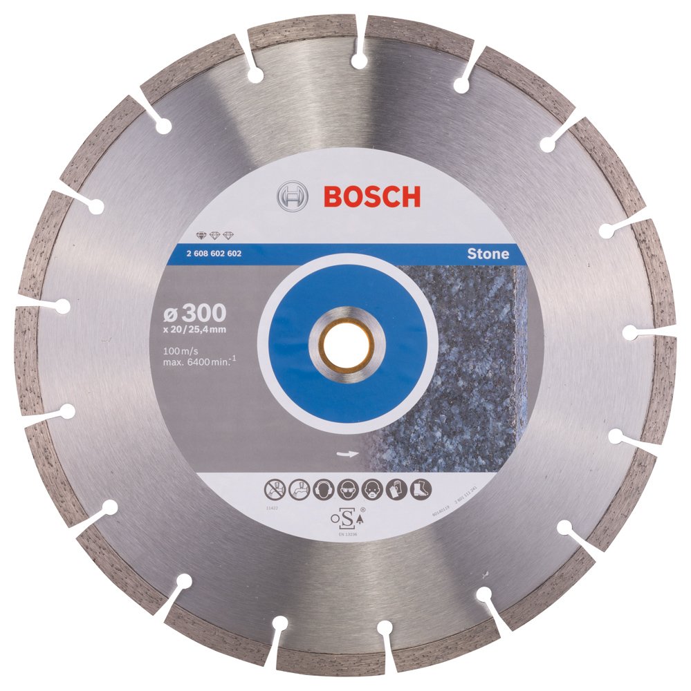 Bosch Silver/Grey Professional 1X Diamond Cutting Disc Standard For Stone (For Concrete, Stone, Granite, Ø 300 X 20/25,40 X 3,1 X 10 Mm, Accessories For Table Saws, Petrol Saws)