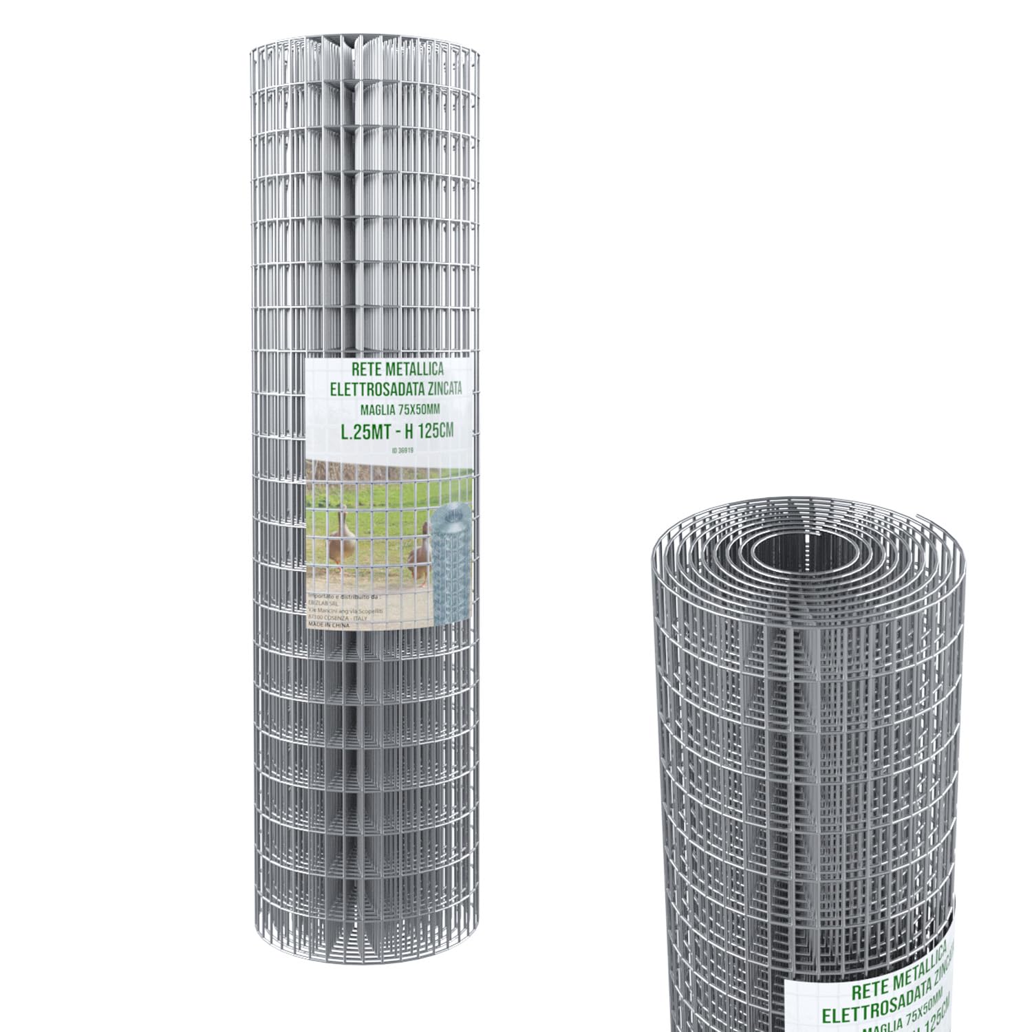 Rotolo di Rete Metallica Zincata Elettrosaldata Rigida 25 m – Maglia 75x50 mm per Recinzioni, Giardini, Orti e Spazi Esterni (125 Cm)