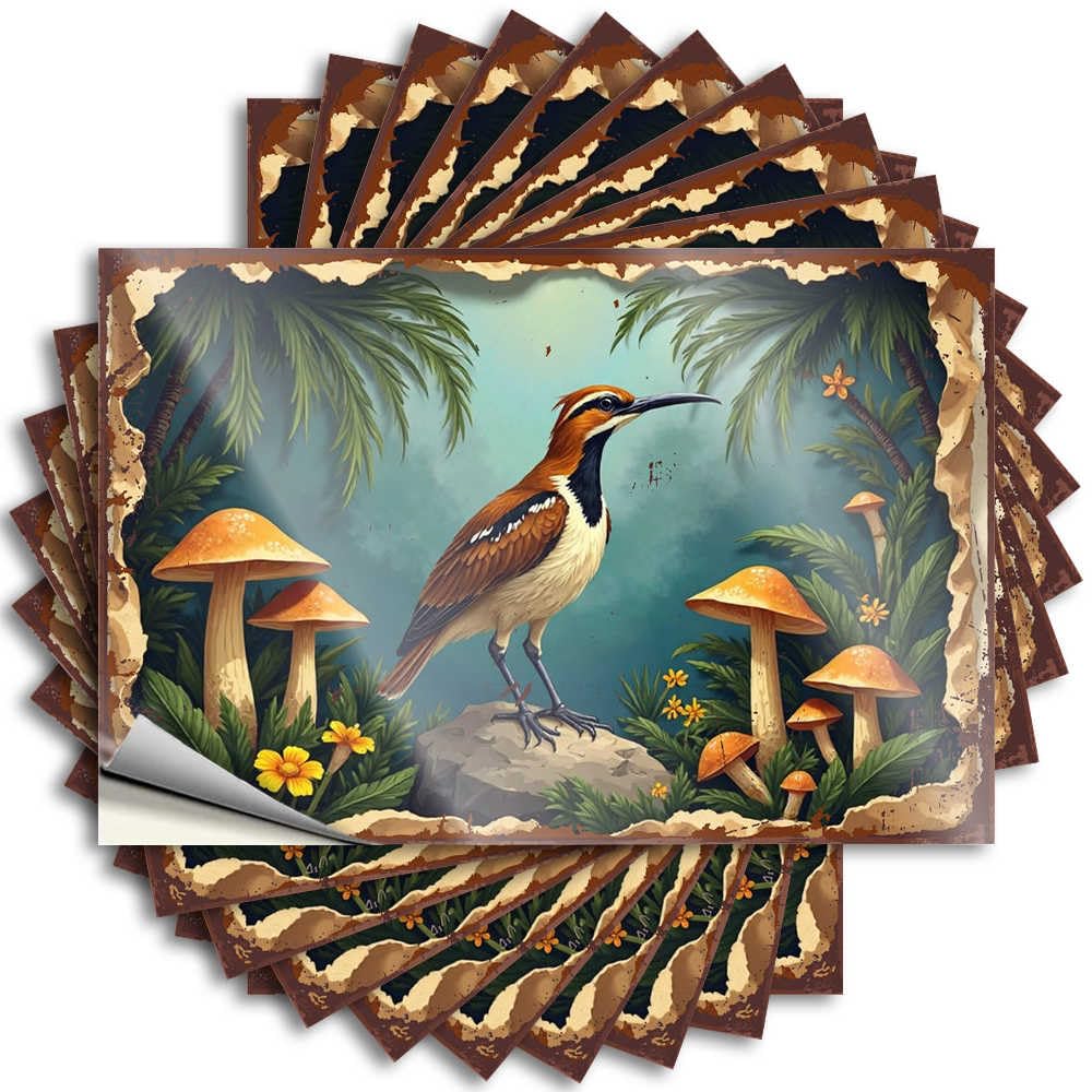 Music Tattoo Bumper | Exotic Bird Amidst Lush Mushrooms and Palm Trees New Adulting Sticker Pack(8X12CM)