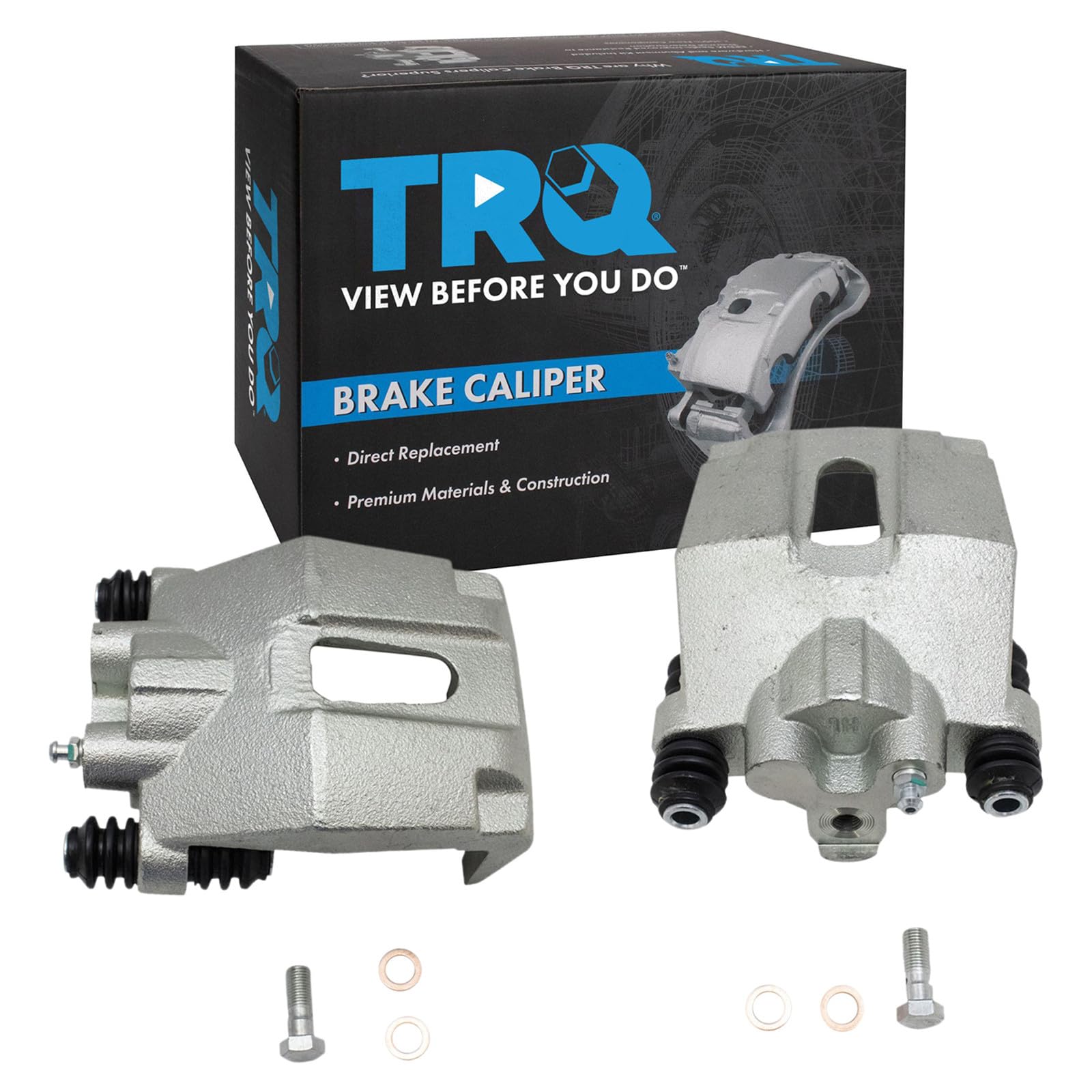 TRQ Rear Driver and Passenger Side Brake Caliper Set Caliper Brackets