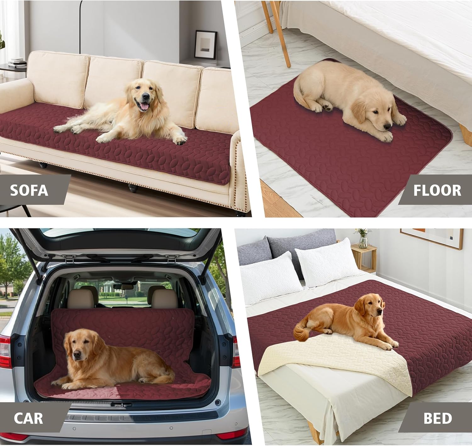Ameritex Pet Bed Cover Dog Bed Blanket for Sofa and Furniture Waterproof New Pattern Design (30x70 Inch, Burgundy) - Image 3