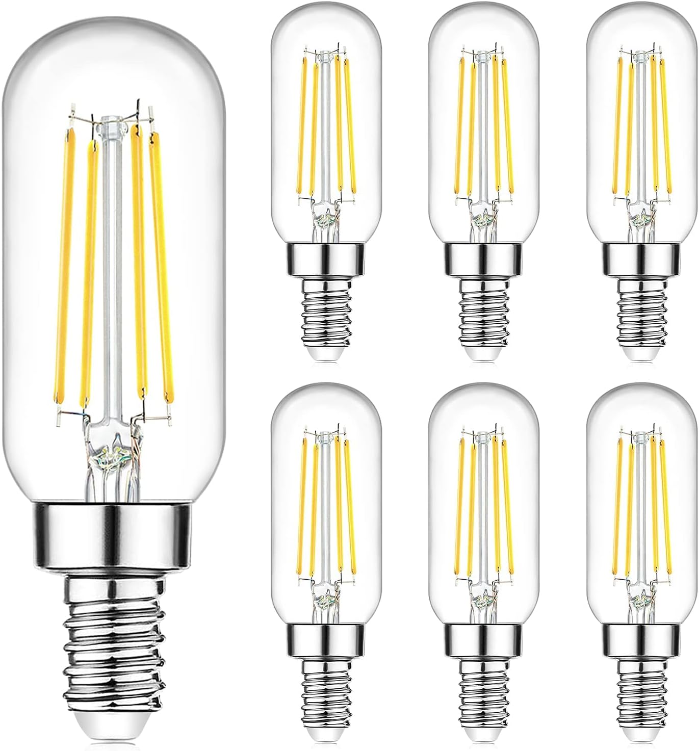 E12 LED Light Bulbs 40 Watt Equivalent, 4W Candelabra Dimmable Edison Bulbs, 5000K Daylight White T6 LED Bulbs for Chandelier Ceiling Fan Light 400LM, Vintage T25 Tubular Small Filament Bulbs, 6 Packs