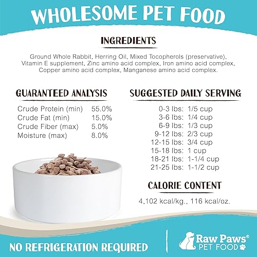 Miniatura 4 de Raw Paws Alimento liofilizado para perros y gatos, 16 onzas, fabricado en Estados Unidos, alimento liofilizado para perros, carne sin granos,