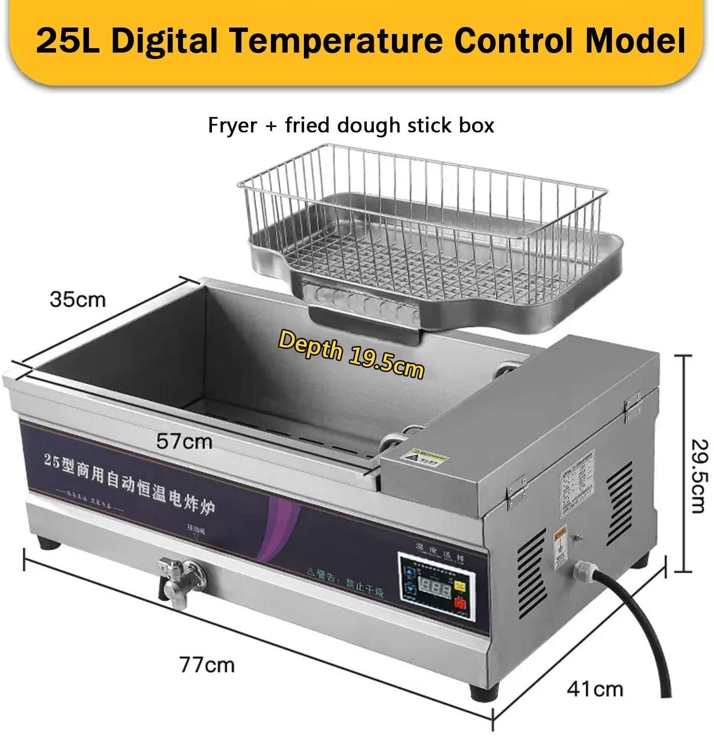 Freidora eléctrica con virutas de Grasa, Tanques Individuales Dobles, encimera Comercial, freidora con virutas de Acero Inoxidable, Patatas Fritas, sartén de Aceite, freidora eléctrica Total