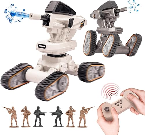 Krenzo Tanque a control remoto que dispara - Coches de control remoto de disparos de bala de agua para adultos - Coche de acrobacias 4WD todo