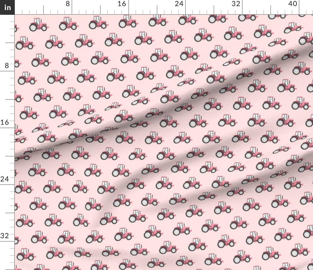 Spoonflower Fabric - Pink Tractors Farm Themed Tractor Little Arrow Printed on Petal Signature Cotton Fabric by The Yard - Sewing Quilting Apparel Crafts Decor
