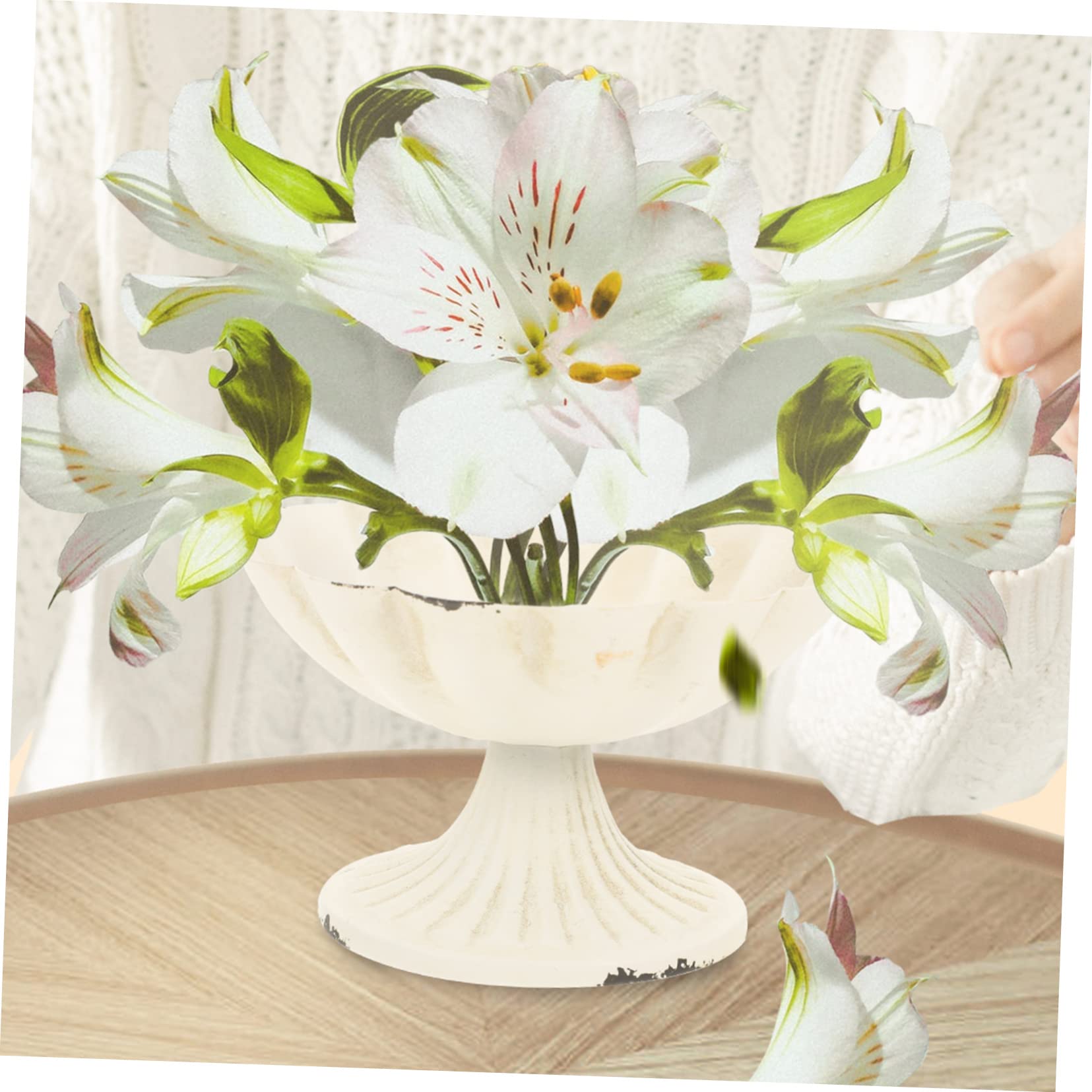 Garneck 2pezzi Vaso Metallo Vintage Per Fiori Freschi Decorazione Da Contenitore Per Piante Bianco Per Uffici e Domestici
