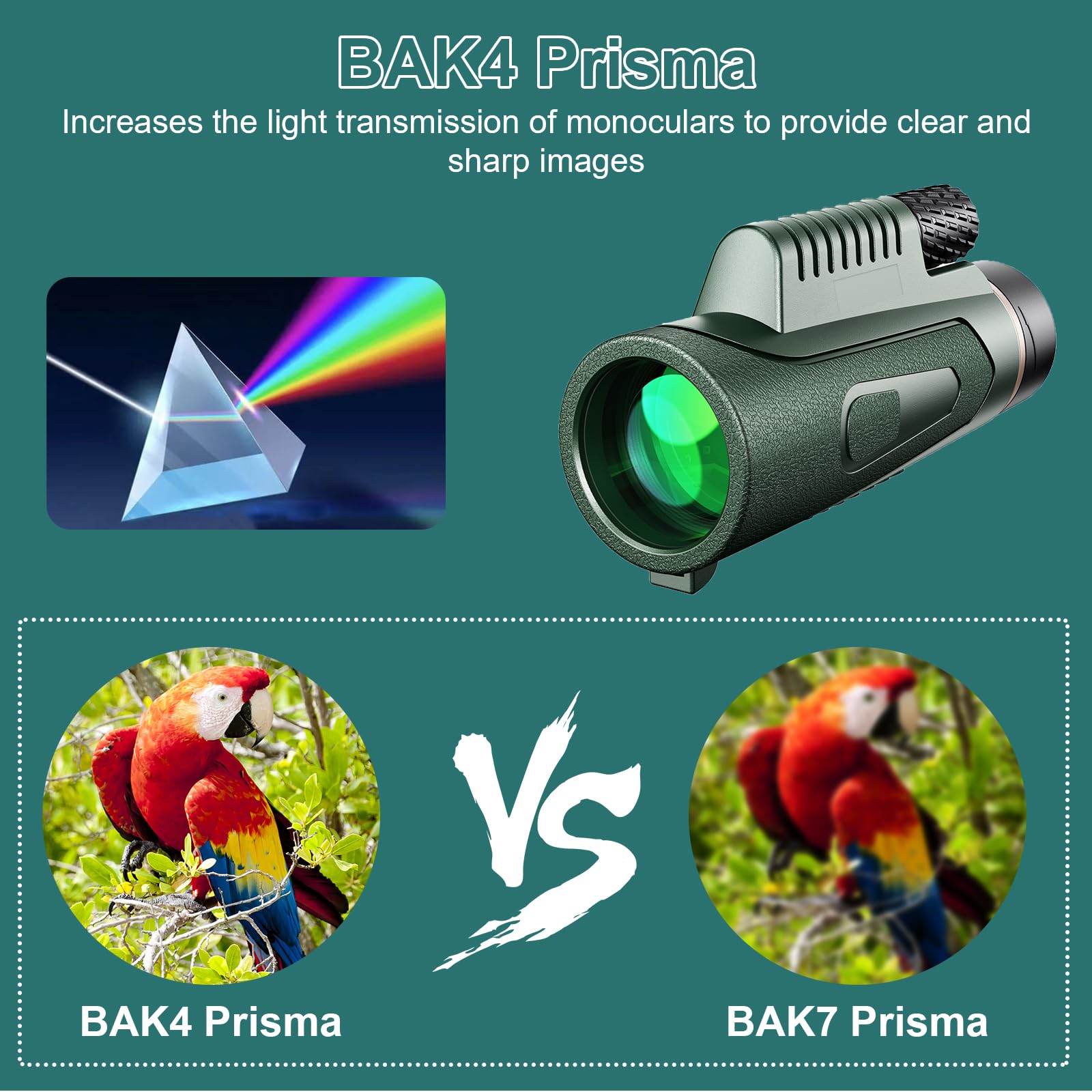 12 X 50 Telescopio Monocular Prisma BAK4 Revestimiento Múltiple Trípode Soporte para Smartphone Impermeable Monocular para Adultos para la Observación de Aves Senderismo Caza