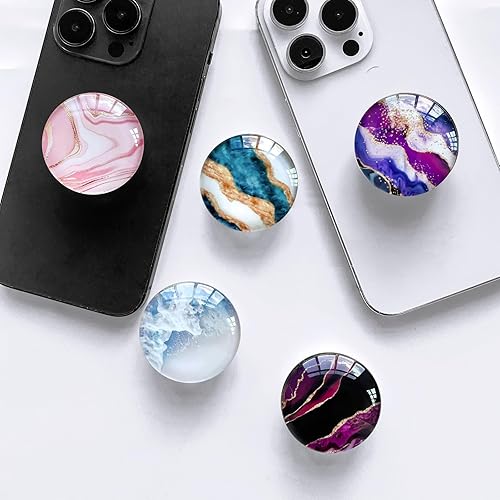 Miniatura 5 de Soporte de agarre móvil plegable de cristal transparente para teléfonos inteligentes y tabletas, accesorio de teléfono celular (onda blanca)