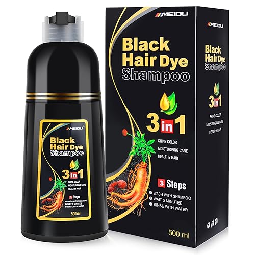 Miniatura 1 de MEIDU - Champú de tinte para cabello negro 3 en 1 para cabello gris, champú de color para mujeres y hombres, champú instantáneo, tinte para el