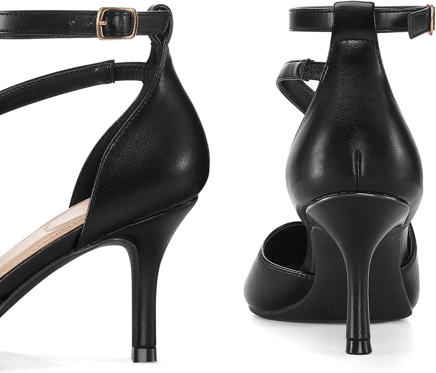 mysoft Women's Pumps Pointed Toe Stiletto Ankle Strap Closed Toe Low Heel Wedding Party Dress Shoes - Image 6