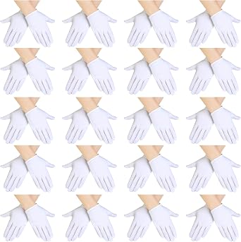 SATINIOR 20 Pairs White Gloves Kids Cosplay Costume Cotton Girls Boys Wrist Formal for Halloween Party