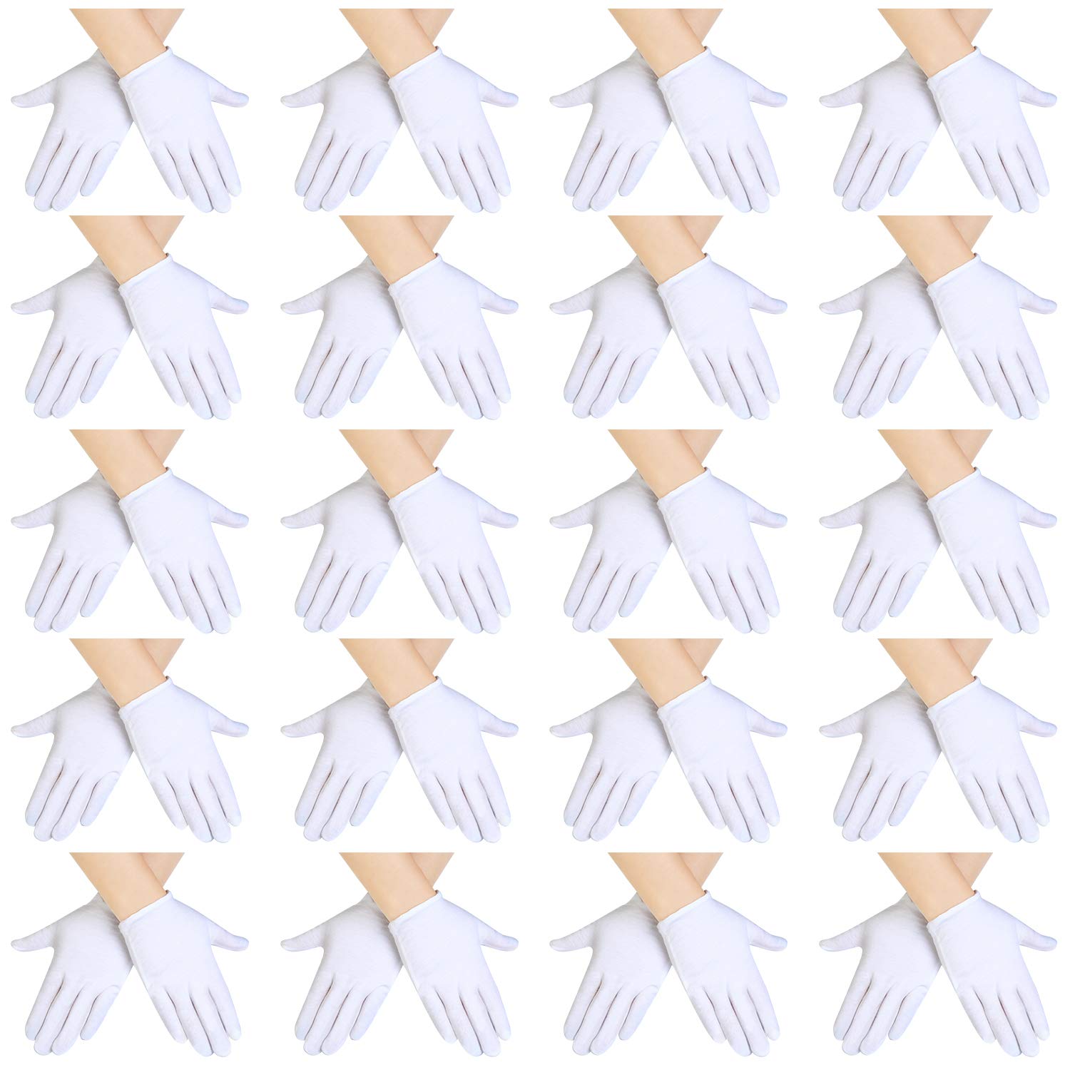 20 Pairs Kids White Costume Gloves Cotton Dress Gloves Short Formal Full Finger Gloves for Boys Girls Show Party Favors