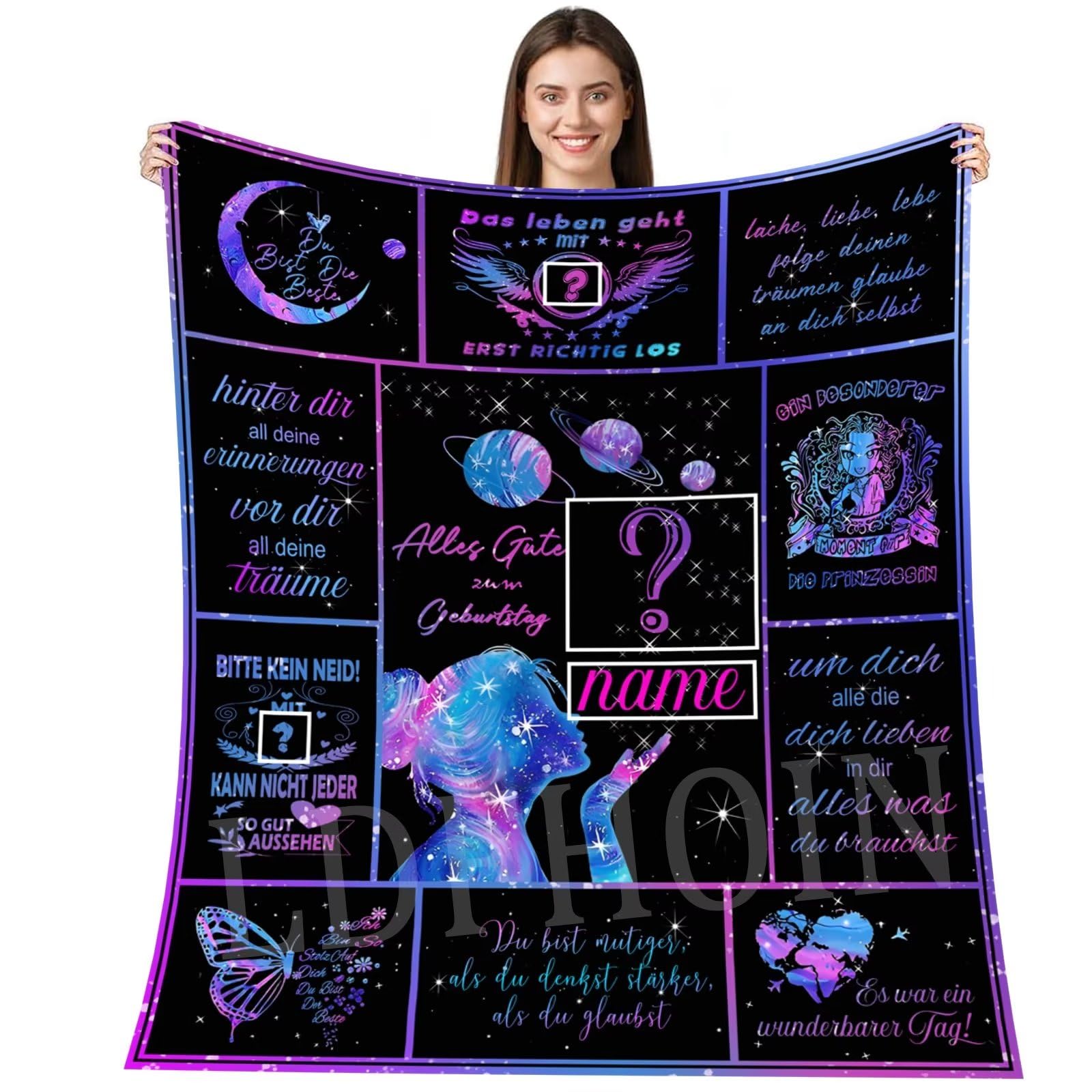 LDFHOIN Manta personalizada de regalos de cumpleaños para mi hija, estímulo positivo para mi hija, manta personalizada de padres manta de carta de mensaje súper suave (edad+nombre)
