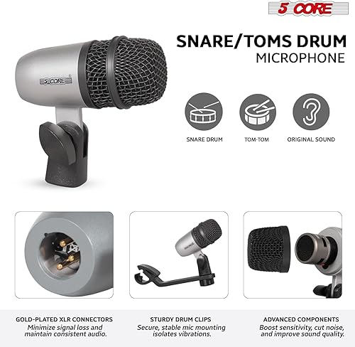 Miniatura 12 de 5 CORE Kit de micrófono de batería de 7 piezas All Metal Drummer Mics Tom/Snare & Cymbals Professional Wired Instrument Drums Set Microfonos Incluye