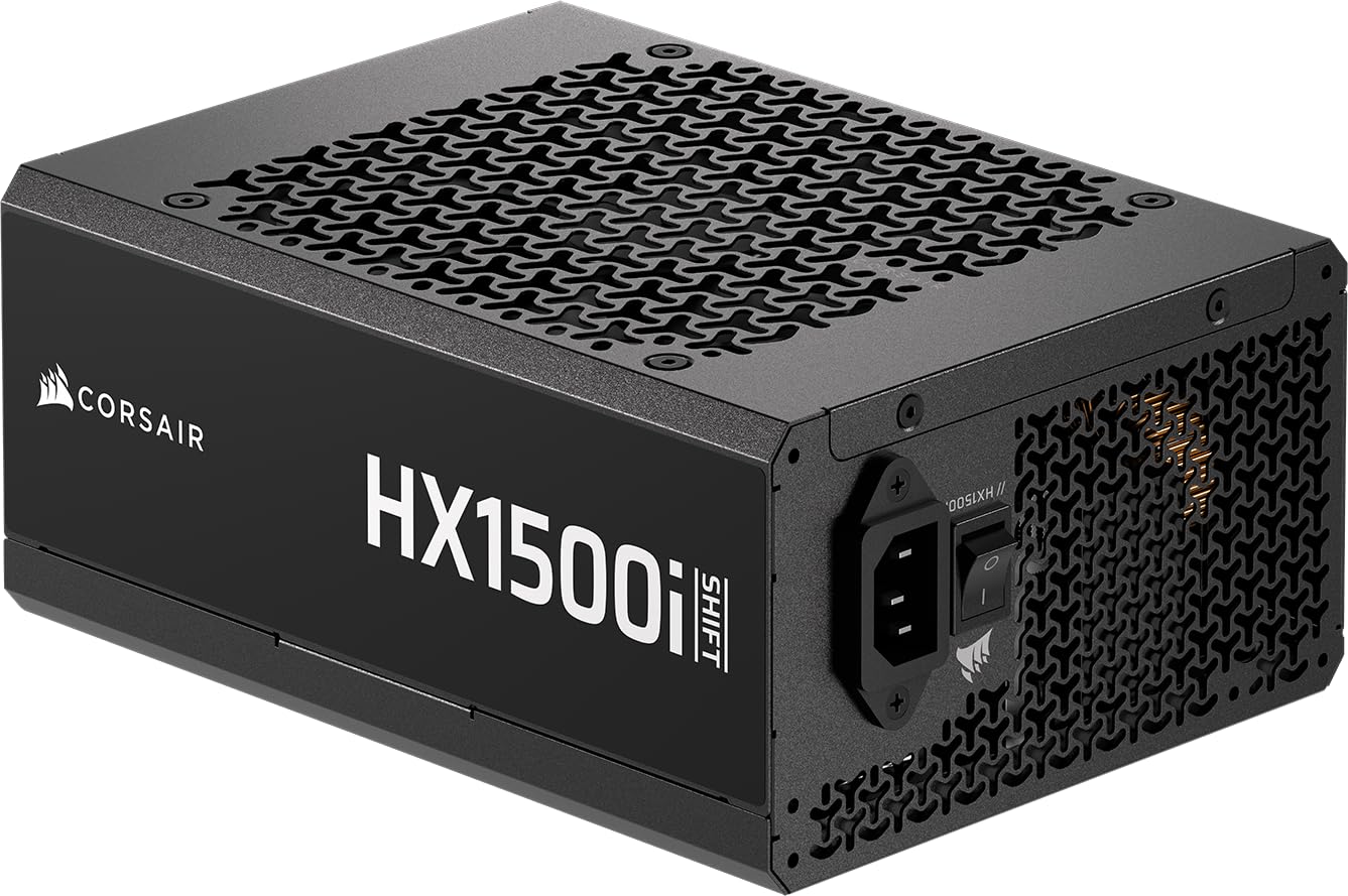 CORSAIR HX1500i Shift Fully Modular ATX Power Supply – Built-in iCUE Link System Hub, Dual Native 12V-2x6 Cable, ATX 3.1 & PCIe 5.1, Side-Mounted