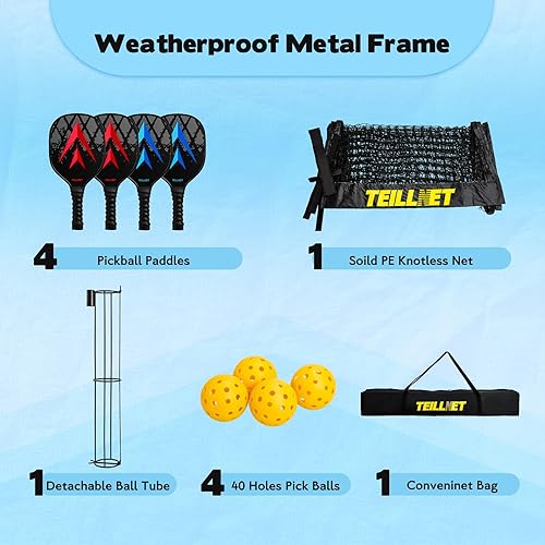 Miniatura 2 de Pickleball Net Set  22FT Portable Net with Metal Holder & 4 Balls, Sturdy Steel Frame Ultra Stable Easy Setup & Carrying Bag 35.4"x7.5"x7.1",
