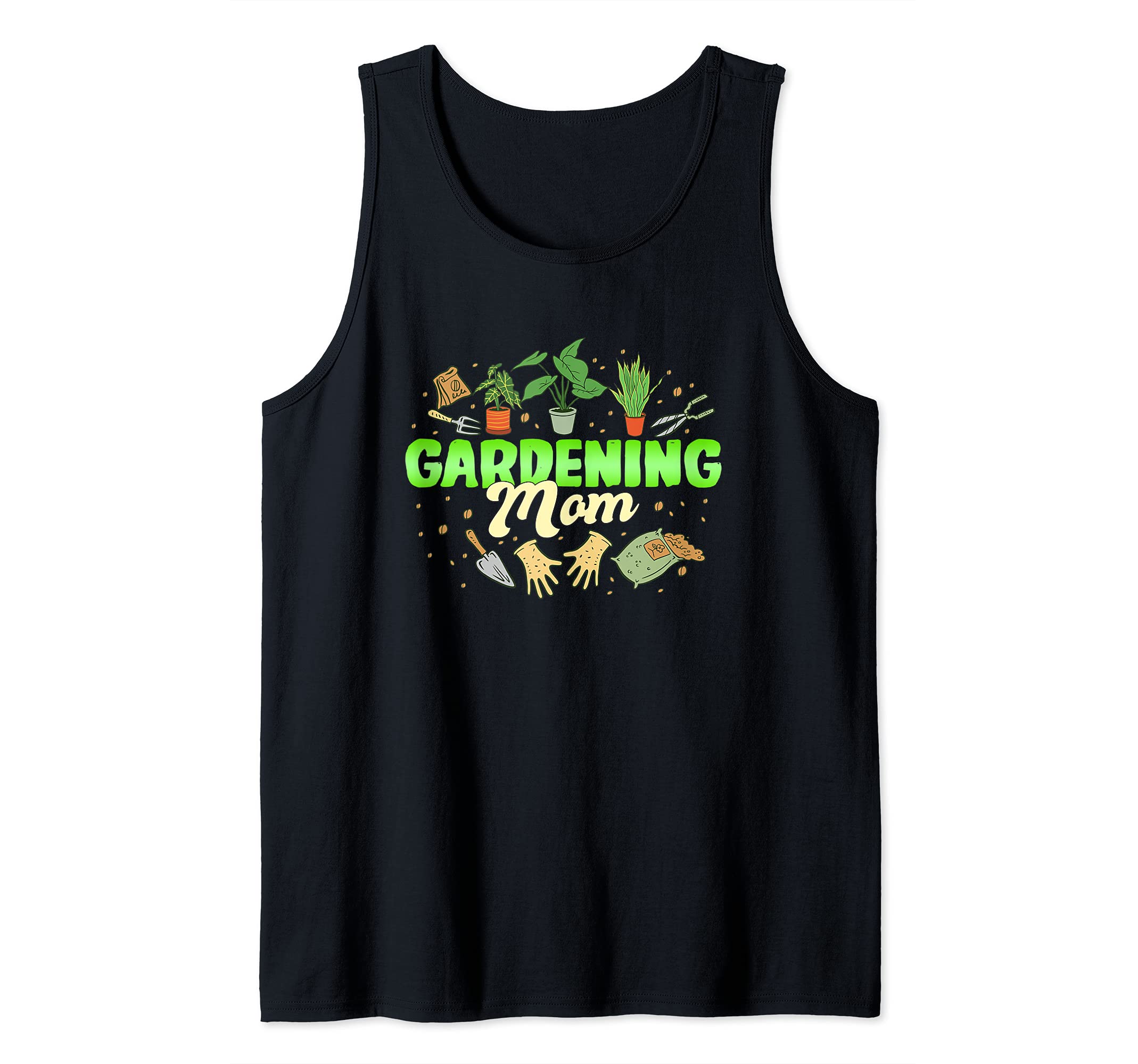 Funny Gardening Mom Outfit, Cute Hobby Gardener Mother Tank Top, Black, S