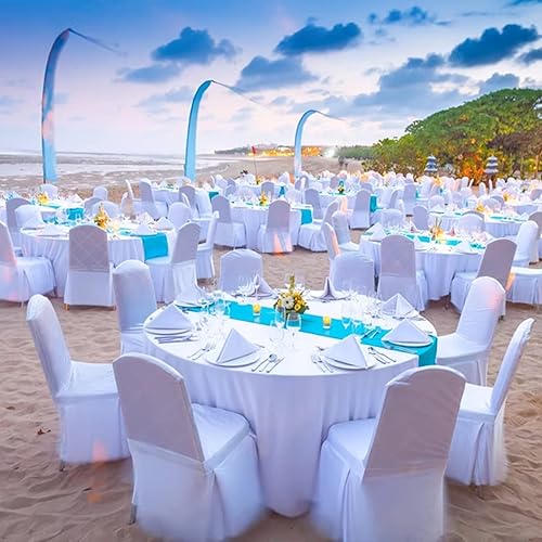 Miniatura 6 de Kesfey Manteles redondos de 90 pulgadas, color blanco, 2 paquetes de manteles de poliéster antimanchas y arrugas, manteles de tela de alta densidad