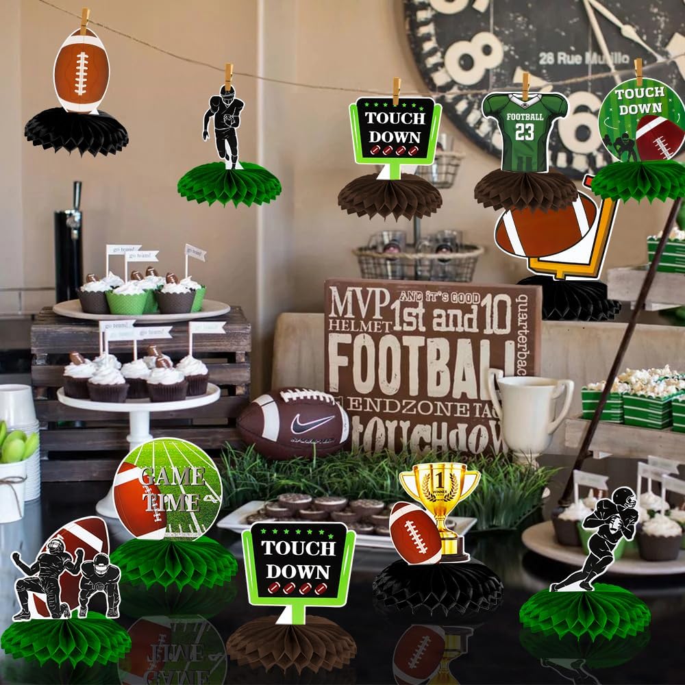 Football Party Decorations, 10 PCS Football Centerpieces for Table, Superbowl Party Decorations 2026, Football Honeycomb Centerpieces Table Decoration for Footballs Birthday Tailgate Party Supplies