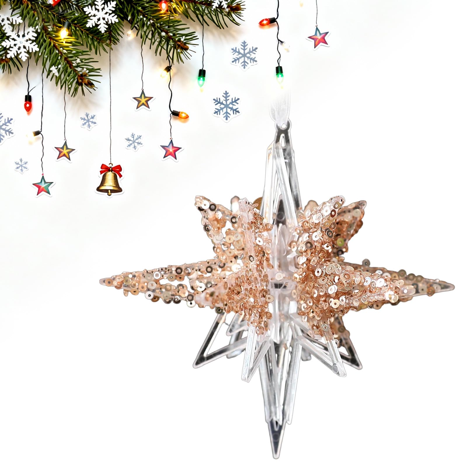 KAQNTUD Reusable Transparent Acrylic Snowflakes Ornament with Design for Holiday Decoration Sustainable Festive Acrylic Hanging Decoration