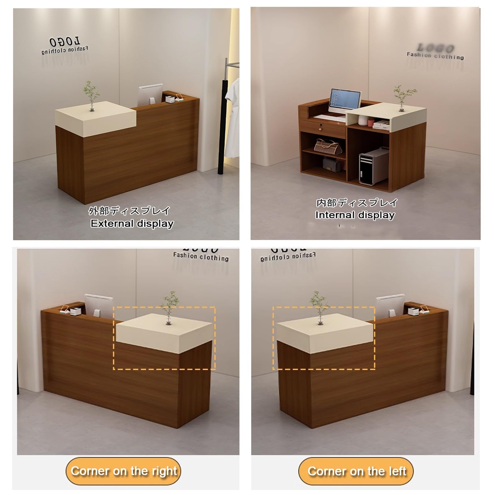 Große Empfangstheke，einfach moderner empfangstresen， Reception Counter Office Desk Counter Reception Table，klein empfangstresen mit schreibtisch，für Salon und Büro(K,L90*W50CM/L35.4*W19.6IN_L)