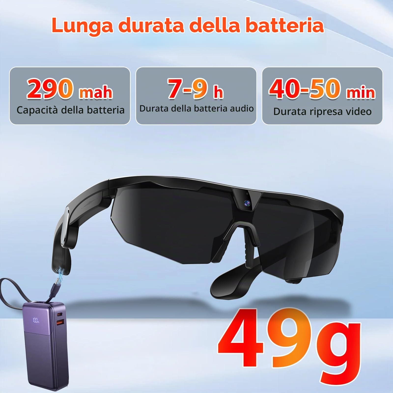 GenXenon Occhiali Smart Con Camera, Registrazione Video 4K, Fotografia, Riconoscimento oggetti AI, Occhiali Da Sole Con Fotocamera Per Sport All’Aperto Come Ciclismo, Sci E Escursionismo (Nero)