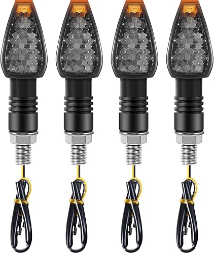Frienda 4 unids motocicleta señales de giro 14 LED 12v luces indicadores moto LED parpadeante brillante ámbar lámpara tallo flecha delantera luces