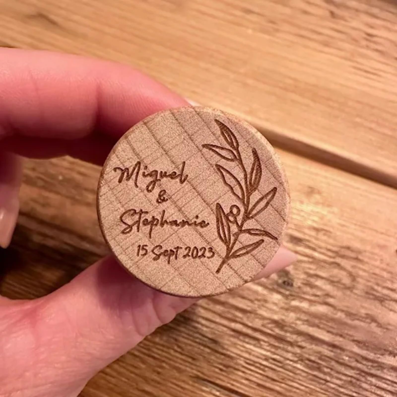 Corchos de vino personalizados para boda, corchos de botella de vino grabados, tapón de vino de madera con láser, regalo de boda y fiesta (90 unidades)