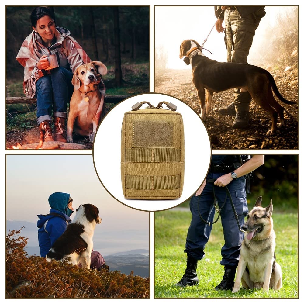 2 bolsas tácticas laterales para perro, bolsa de sillín de nailon 1000D Molle para arnés táctico para perro