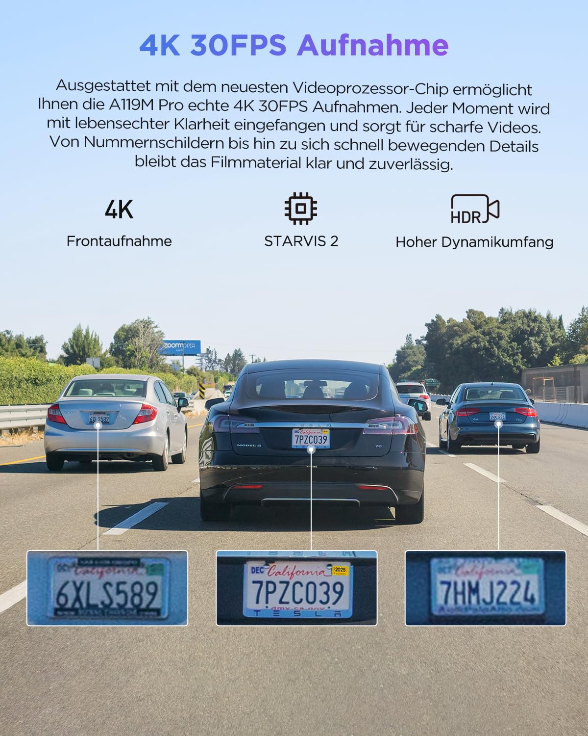 VIOFO A119M Pro 4K HDR Mini Dashcam mit CPL, Wi-Fi 6 & GPS, STARVIS 2, Sprachsteuerung, Nachtsicht 2.0, Parkmodus, 1,5" LCD