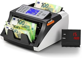 Bonvoisin Geldzählmaschine, Banknotenzähler Geldzähler, Wertzählung für Sortierte Banknoten mit UV/MG/IR/DD Falschgeld-Erkennung, ADD/Batch Modus, 1000 Stück/Min (Mischbeträge nicht Zählbar)