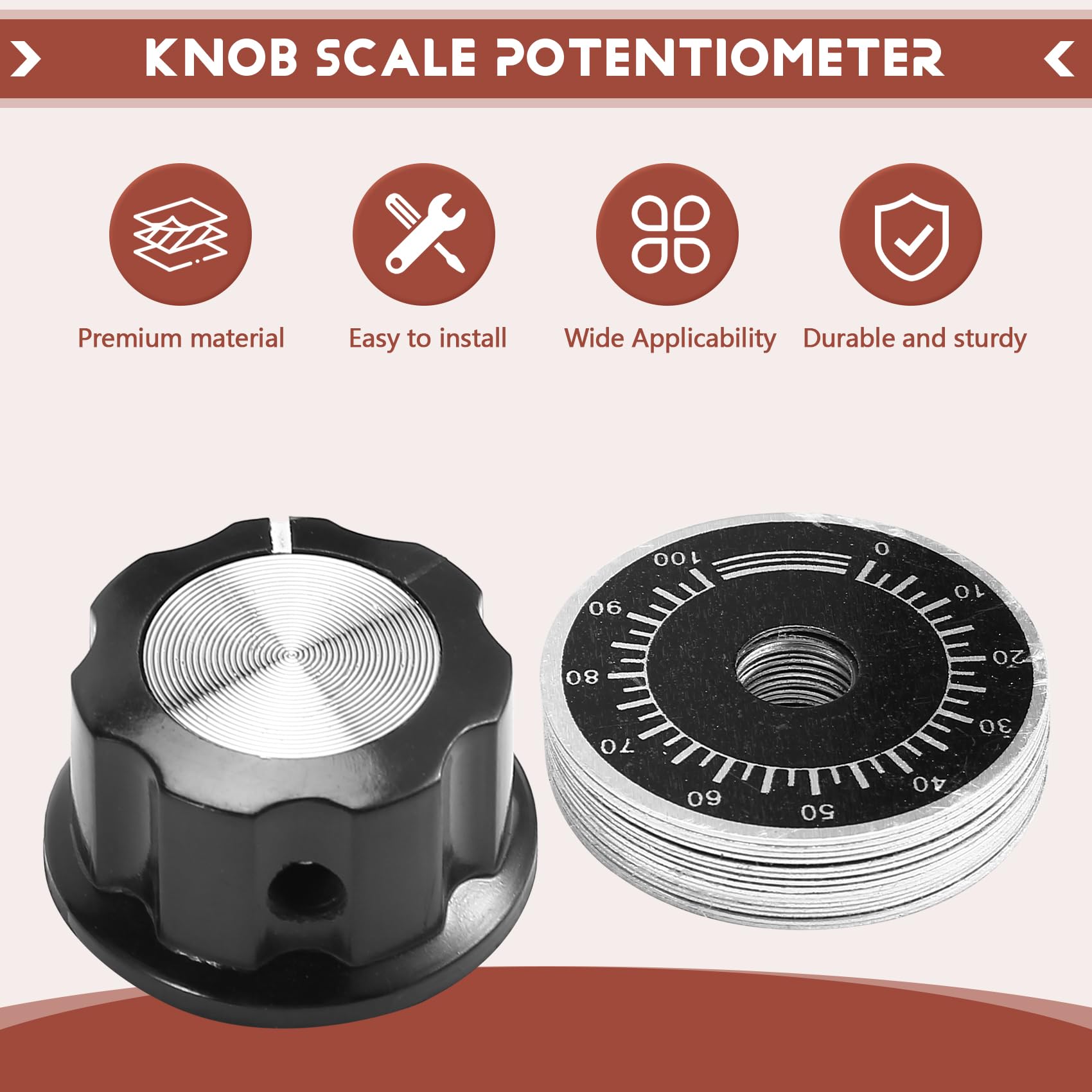 15 Sets van A03 Potentiometer Bedieningsknoppen en 0-100 Schaalplaten