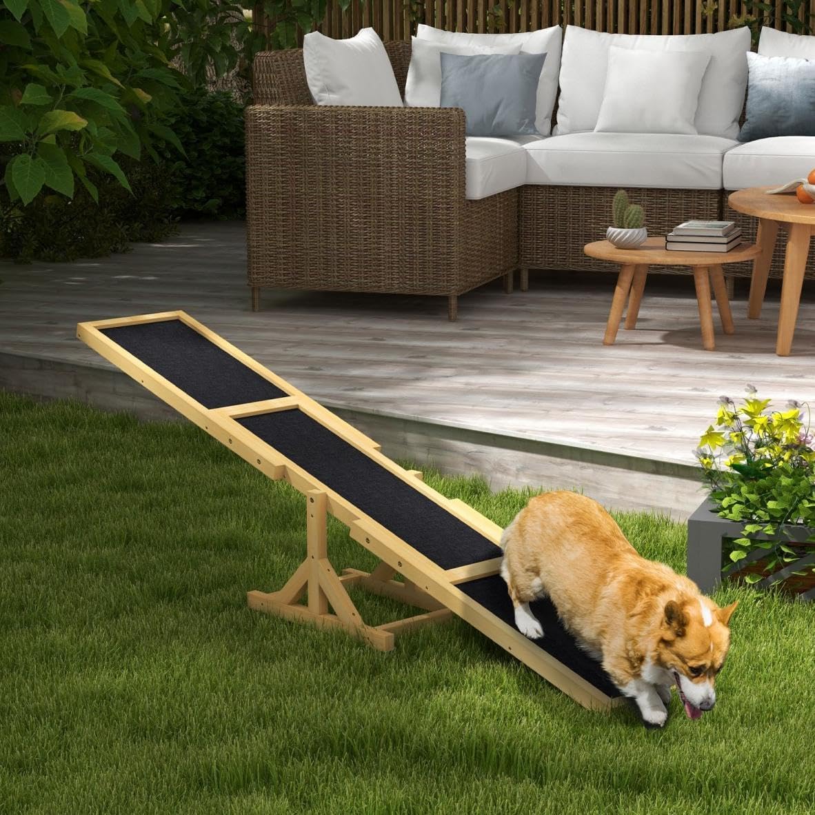 Dog Agility Seesaw 71" - Durable Wooden Training Obstacle with Non-Slip Surface, Perfect for Small & Large Dogs, Easy Assembly for Outdoor Exercise (Yellow)