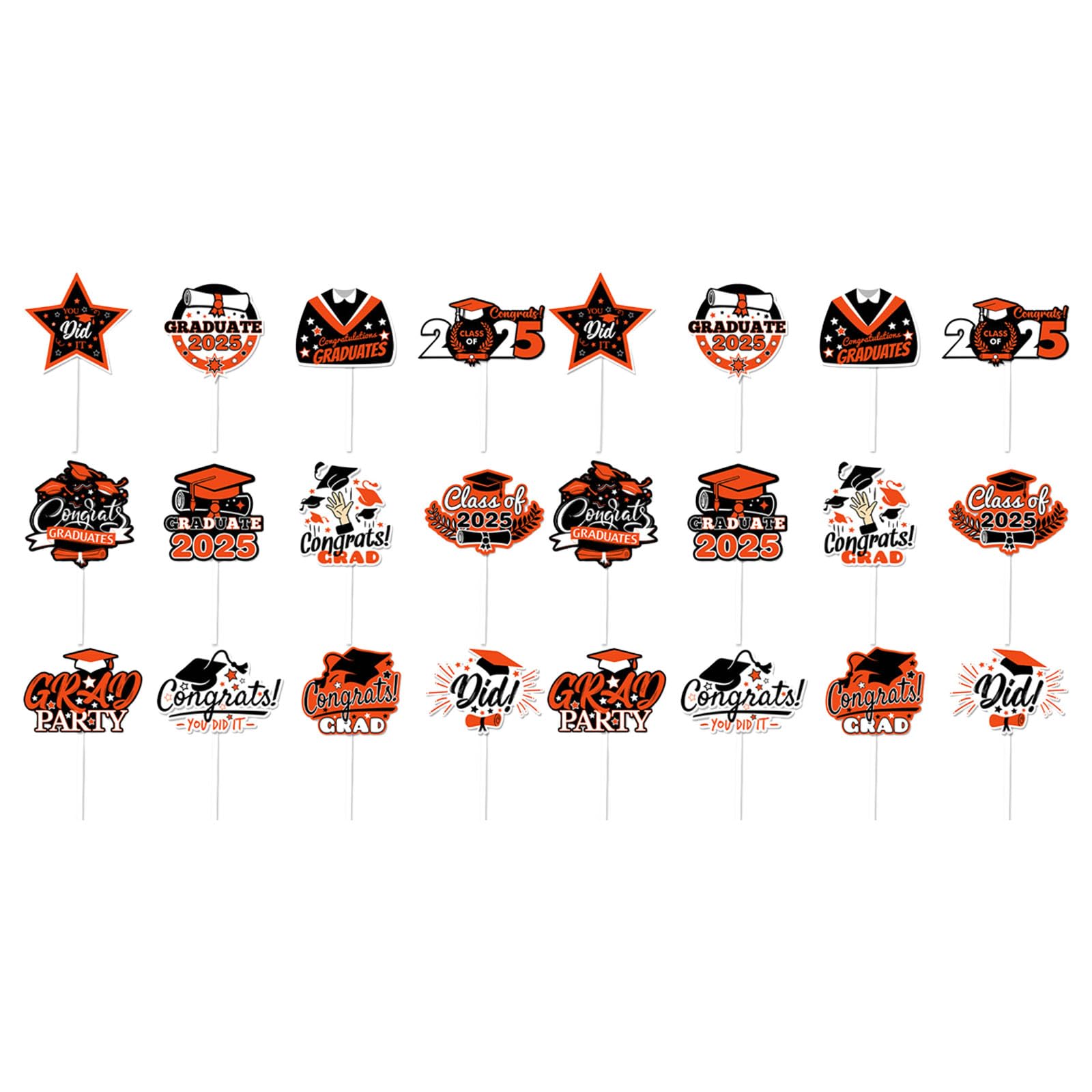 Buxuaaaa B Uxuaaaa Of 24 Cake Decoration Set Graduation Cake Toppers Party Food Picks Paper Texture Suitable For Holidays Celebration Graduate Cupcake Decorations