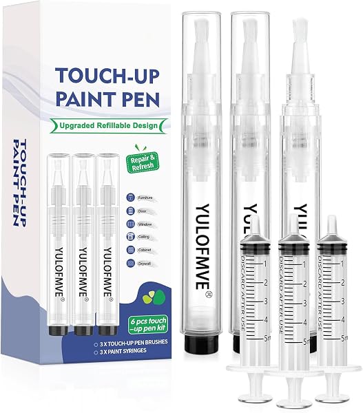 YULOFMVE Fillable Touch Up Paint Pen Brush, 3 Pcs Paint Pen for Wall Touch Up, Refillable Paint Pens for Walls, Wood Flo