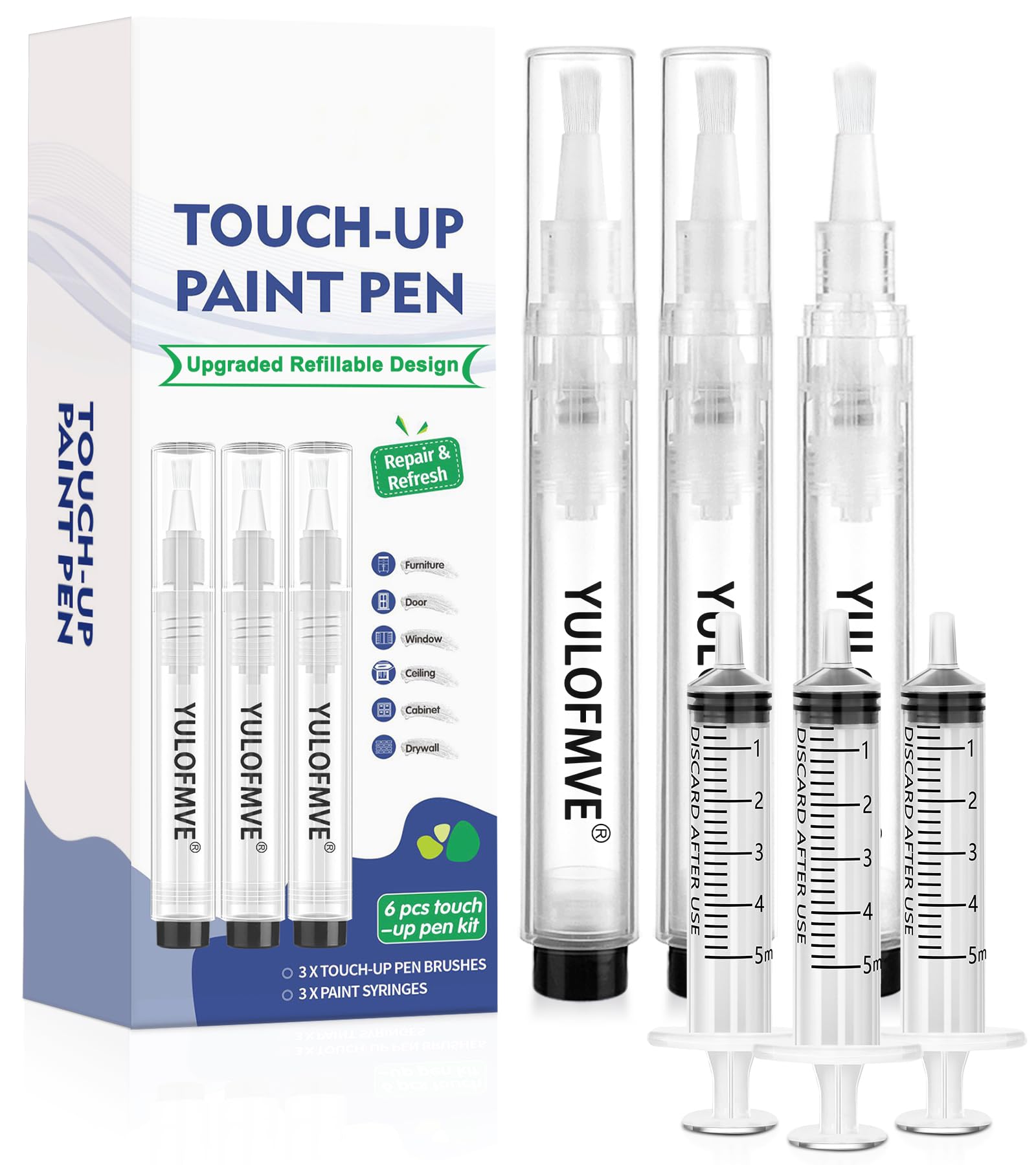 Pluma De Retoque Recargable Para Pintura – Pincel Bolígrafo Para Reparar Arañazos En Paredes, Muebles Y Suelos