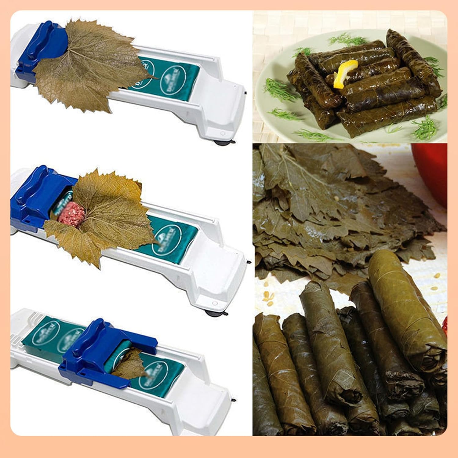 2Pcs Grape Leaves Roller 13x3x3 Inch Manual Plastic Spring Roll Maker for Adults & Kids, Manual & Labor-Saving Kitchen Gadgets for Cooking image 3