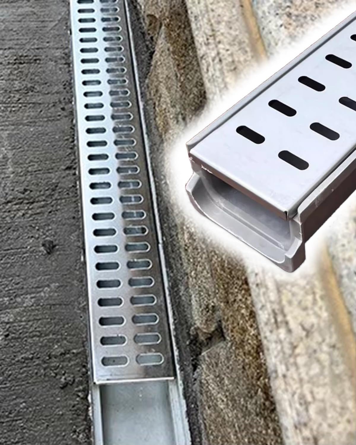 Caniveau de cour avec drain de tranchée d'allée pour protéger le garage de la pluie