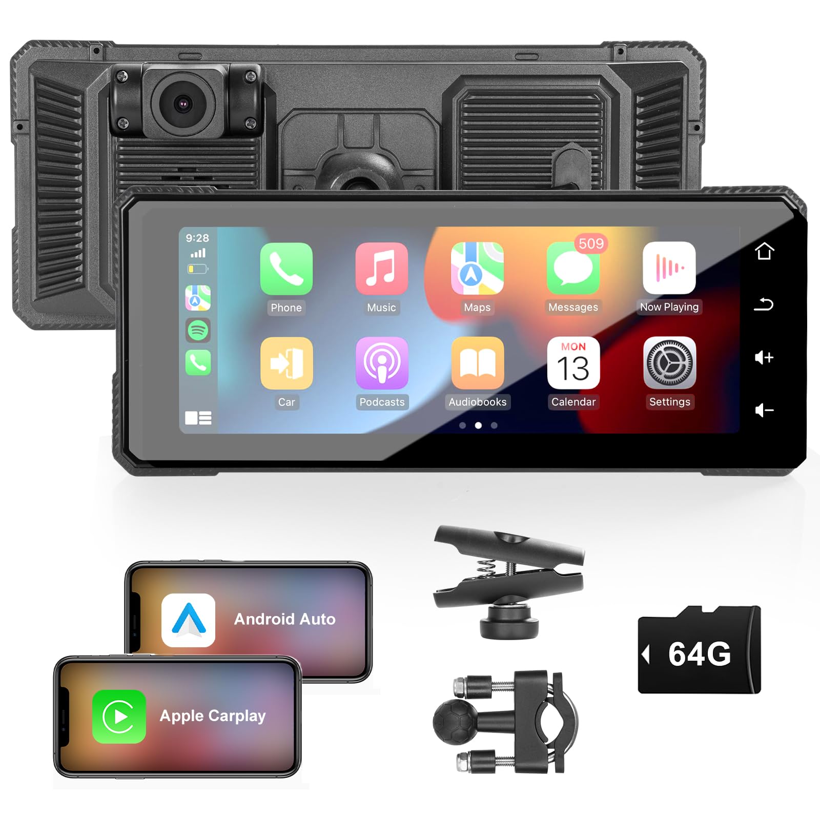 Amazon.com: 6.86 Inch Motorcycle CarPlay DVR,Wireless Apple