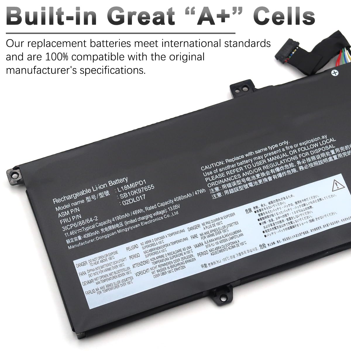 L18M6PD1 L18C6PD1 Batería para Lenovo ThinkPad X13 1st Gen (2020) X390 X395 Series L18D6PD1 L18M6PD2 02DL020 02DL019 02DL018 02DL017 SB10K97658 SB10K97657 SB10K97656 SB10K97655 11.46V 48Wh