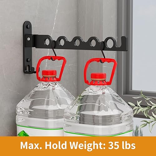 Miniatura 7 de Danpoo Perchero plegable para ropa de secado de lavandería, soporte plegable para colgar ropa, organizador de armario, montaje en pared, negro mate