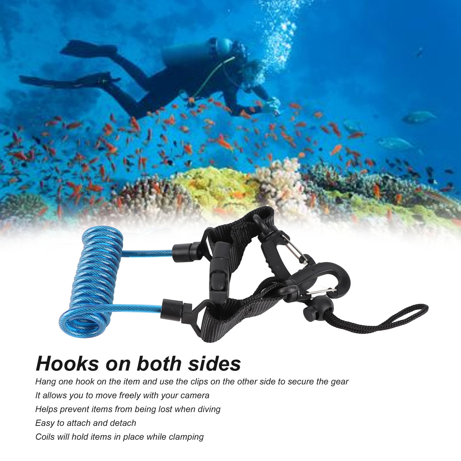 QERLONG Diving Lanyard Loss Proof Coil Lanyard Quick Release for AR-15 M4 Underwater Snorkelling (Blue)