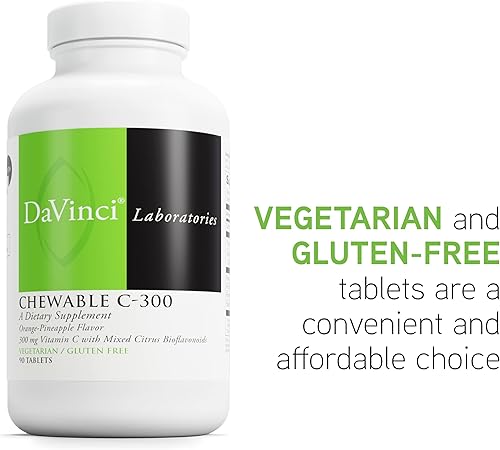 Miniatura 5 de DaVinci Labs Chewable C-300 - Suplemento para apoyar la salud inmunológica, colesterol y producción de colágeno - Con vitamina C, pectina y más -