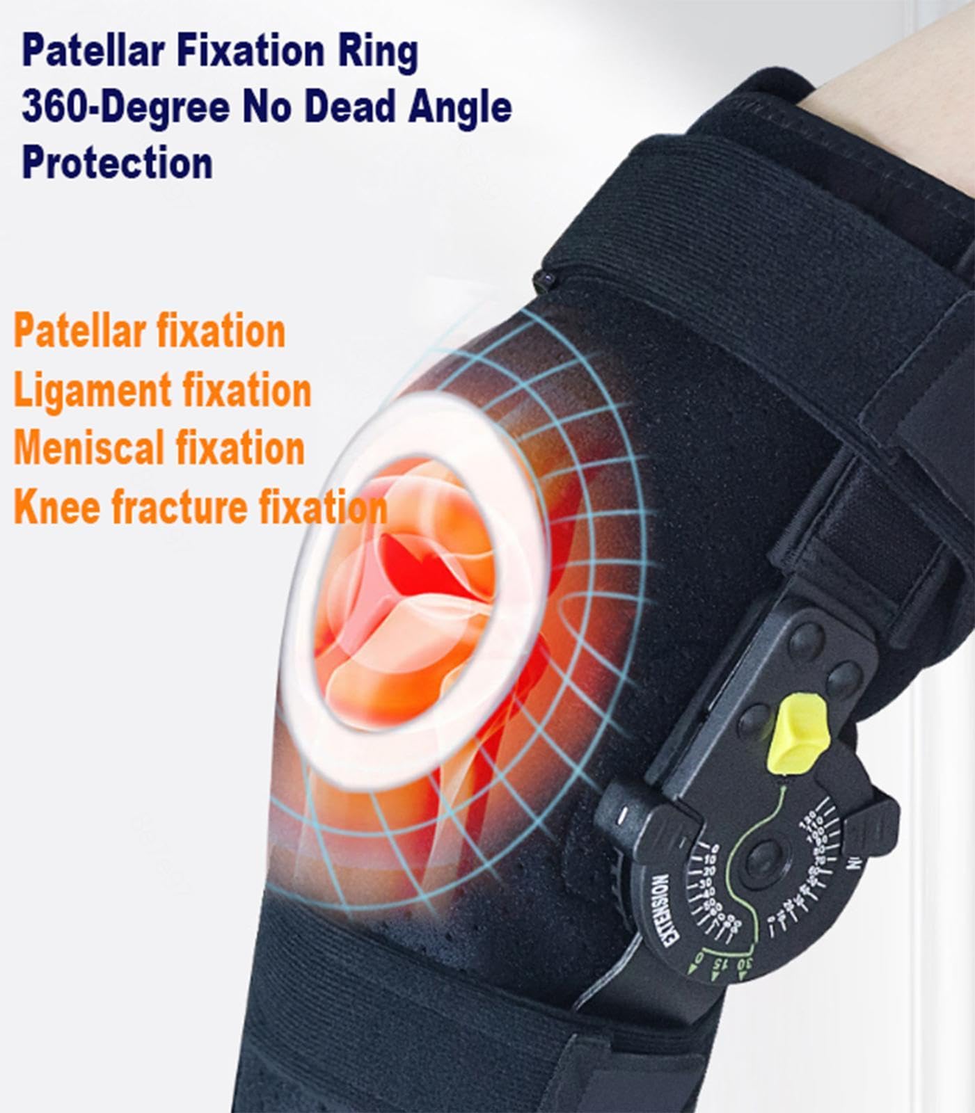 Rodillera con Bisagras para Hombres y Mujeres,Inmovilizador de Rodilla Ajustable Posoperatorio con Estabilizadores Laterales para Recuperación Posoperatoria,Artritis,ACL,Rotura de Menisco