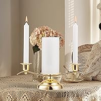 Vista 7 de Portavelas Gold Unity para bodas y regalos, portavelas ARCHOBAN con diseño de 3 velas con pasador estabilizador y clavijas de soporte laterales