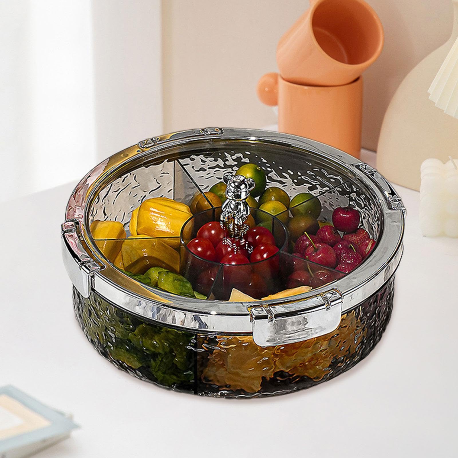 perfk Divided Serving Tablett Organizer Multifunktional tragbarer Speicherbehälter -Snacks für Partykuchen, Grau Silber