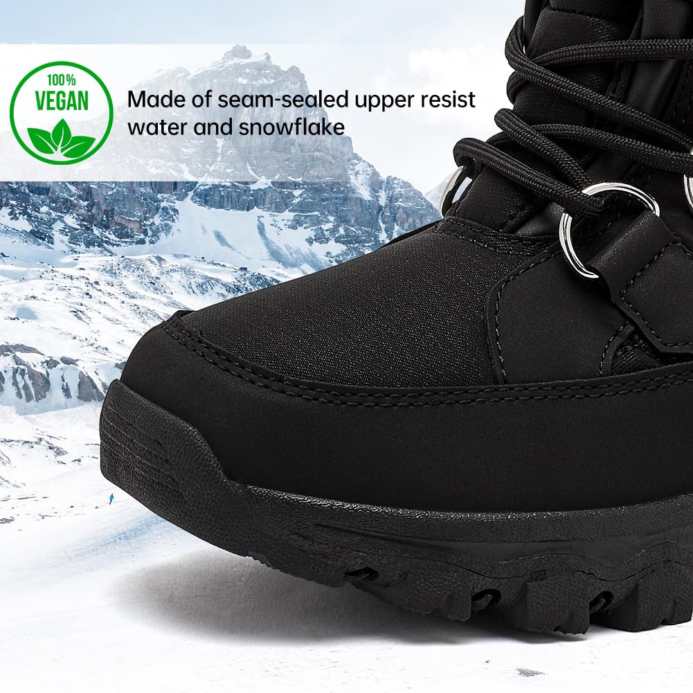 HOBIBEAR Botas de invierno para mujer, cálidas, con forro de piel sintética, botas de nieve para clima frío, para exteriores, resistentes al agua