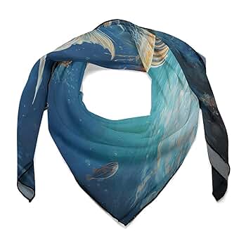 小物 Hand Printed Silk Scarf - blue Silk Scarf, Digitally Printed Silk Scarf, Blue Silk Scarf